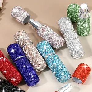 1pcs Bling Bling Shiny Perfume Atomizer with Water Crystal Decoration, Vacuum-Pressed, Moisturizing, Fine Mist Sprayer. Suitable for liquid refillable and reusable cosmetic sample containers – travel accessories.