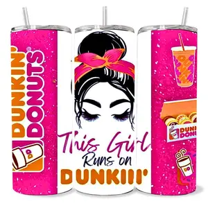 This Girl Dunkin Donuts  20 oz Tumbler - BPA Free, stainless steel, Leak proof, durable, with clear lid