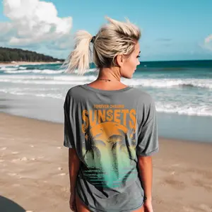 Forever Chasing Sunsets Tee - Sun Seeker T-Shirt, Womenswear Comfortable Cotton T-Shirt, Size Up for Oversized, Soft Fabric Top Tshirt