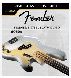 Fender 9050 Bass Strings Stainless Steel Flatwound 9050ML .050-.100 Long Scale Warm Rich Tone Reduced Finger Noise for Reggae Jazz Country R&B