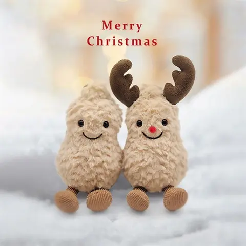 6" Peanut Shape Animal Design Stuffed Animal Plush Toy - Soft Reindeer with Legs, Unisex Cute Christmas Gift, Silky Short Plush Shell, Nylon & Cotton-Polyester Blend Collectible for Kids (Toys & Hobbies Specialty DIY Supply), Stuffed Animals