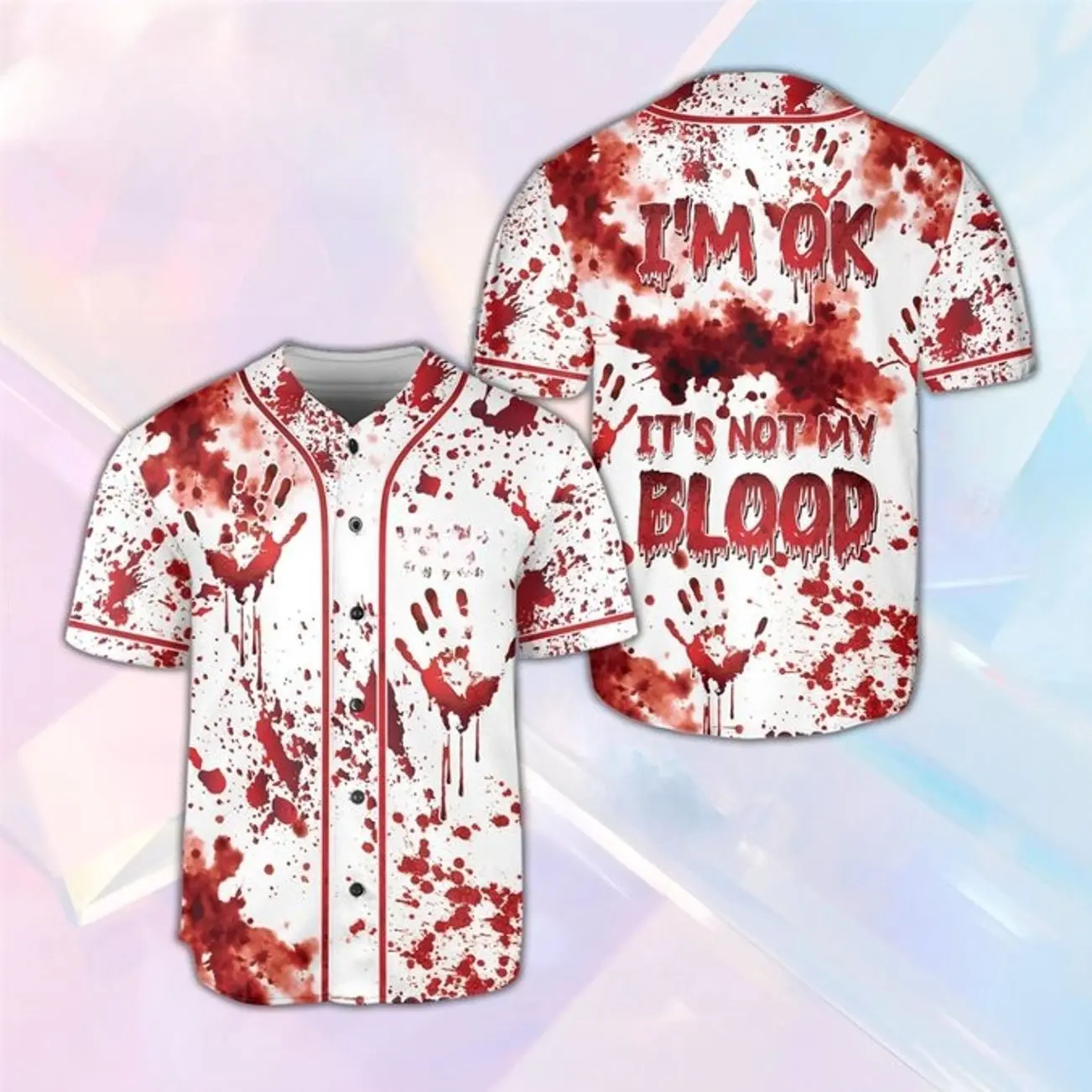 Blood Splatter Baseball Jersey, Personalized Halloween Horror Jersey, Murder Mystery Costume Jersey, Halloween Gift KSC