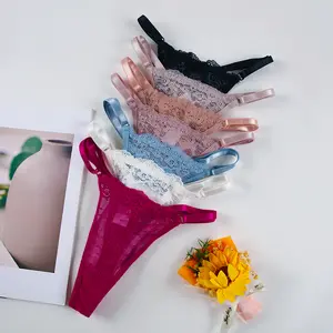 Women's 7-Pack Box Set Sexy Cheeky Thongs - Floral Lace, Hollow-Out, Low-Waist, Breathable Bulk Underwear Panties, Sexy Thongs