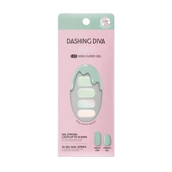 Dashing Diva Glaze Semi-Cured Gel Nail Polish Strips Emerald Marble 32ct - New