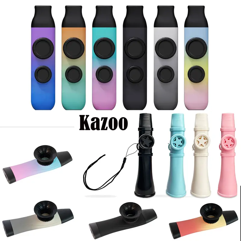 POGOLAB Premium Eco-Friendly ABS Plastic Kazoos with Lanyard - 4 Colors (Purple,White,Gray,Light Blue), Adjustable Tones, Portable, Easy to Play for All Ages, No Membrane Replacement, Professional Sound for Guitar, Ukulele, Concerts, Music Lovers