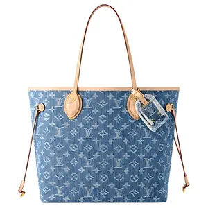 Louis Vuitton Neverfull Monogram Canvas Tote Bag for Women, Medium Size, Denim Blue