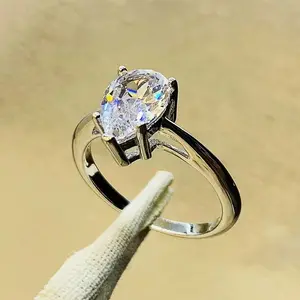 #36 (Pear Cut 2CT) 925 Sterling Silver Synthetic Moissanite Ring