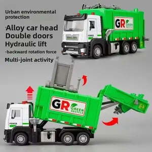 Realistic Sound Light Garbage Truck Engineering Fire Truck Model, Recoil Children Toy Car for Boys, Educational Play Vehicle