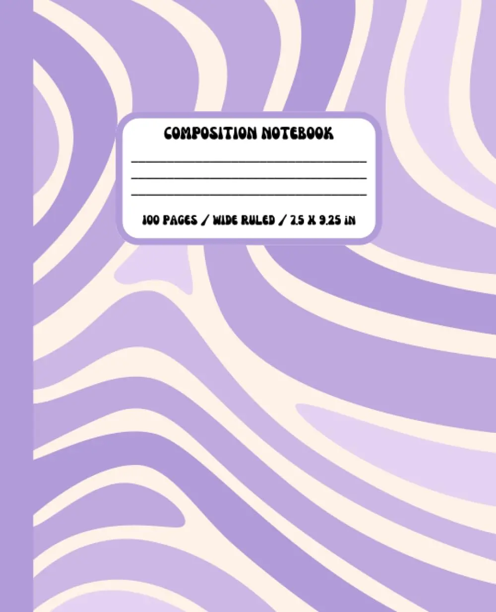 Composition Notebook: Preppy Purple Groovy Waves Aesthetic, Wide Ruled Paper, 7.5 X 9.25 Inches, 100 Pages