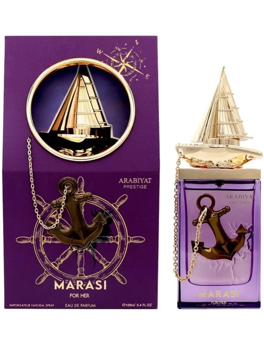 Arabiyat Prestige Marasi For Her Eau de Parfum - Female Floral Fruity Gourmand Fragrance - Long-Lasting Body Scent - 3.4 fl oz (100ml) EDP