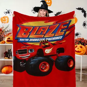 Blaze and the Monster Machines Flannel Blanket - Soft, Warm, Reusable Red and Yellow Monster Truck Design, Perfect for Couch, Office, Bed, Camping, Travel - Ideal All-Season Gift for Easter, Mother'S Day, Father'S Day, Camping Blanket | Playful  0222