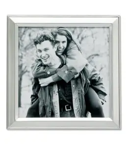 212 MAIN Brushed Silver-Plated 5x5 Square Metal Photo Frame - Heavyweight, Brushed Finish, Polished Edges, Wall/Table Top Display for Baby Space Decor