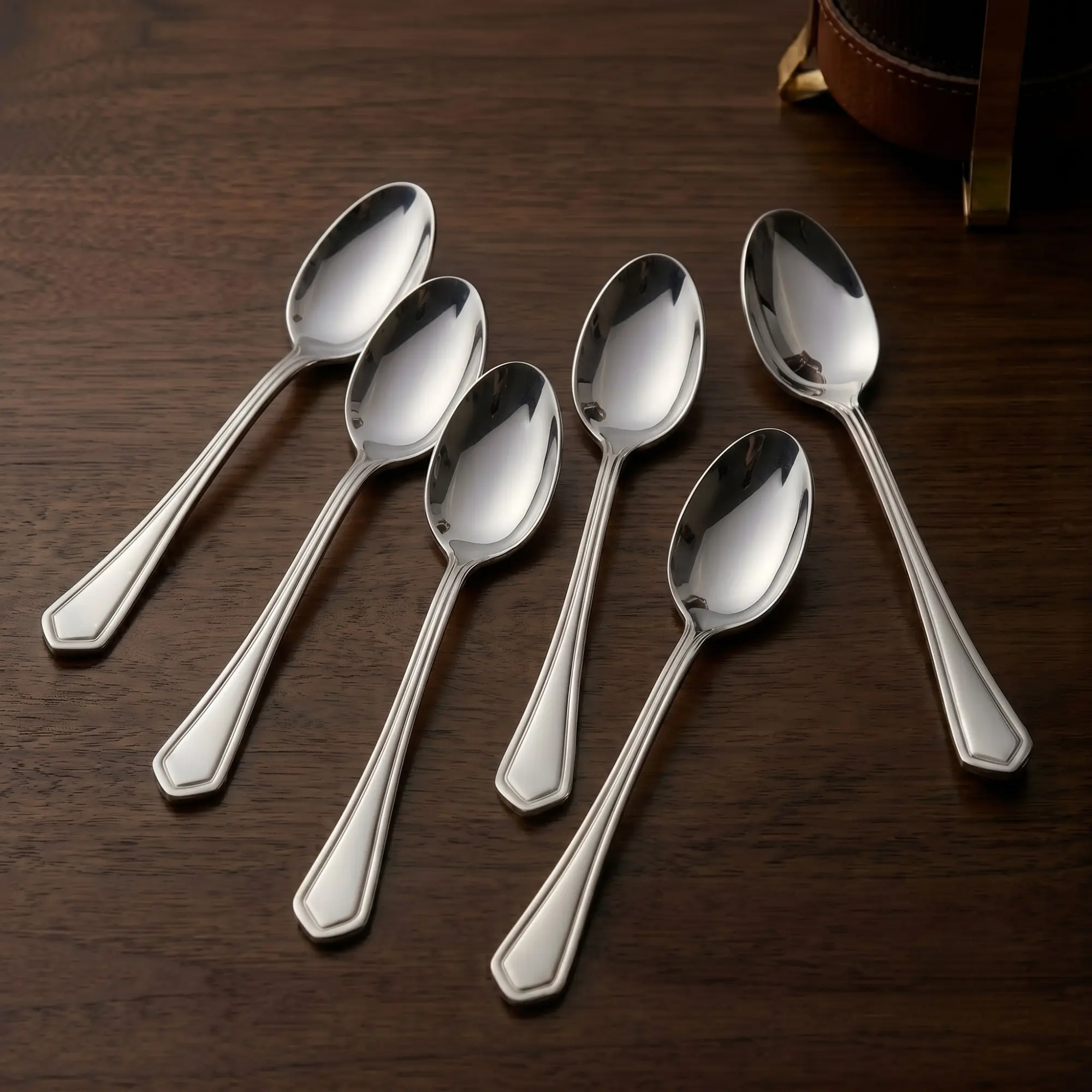 Hakan Petra Dinner Spoon Set, 6 Pieces, 18/10 Stainless-Steel, Heavy-Duty Flatware