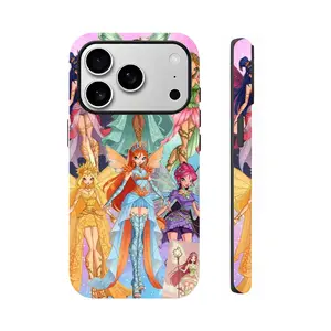 Vibrant Cartoon Winx Club Fairy Characters Mobile iPhone Case for iPhone 17. Dual-Layer PBT+TPU Anti-Drop Cellphone Case, Designed for iPhone 17/16/15/14/13/12/11 Pro Max/Plus Durable Protection