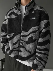 Unisex Y2K Style Leopard Print Jacket, Letter Badge Streetwear, Fall Winter Fleece Warm Long Sleeve Coat, High Street Culture, Men's Gift, Couple Fashion