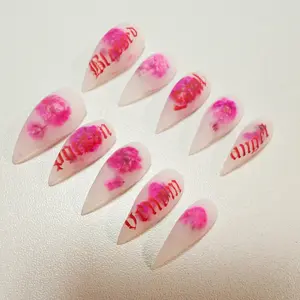 Jmnails flower collection Dragon Claw Nails 10 Pcs Handmade Acrylic Press on Nails Art with Rhinestone Glue, Glitter Glue, and Extra Party Luxury Fashion Nailcare