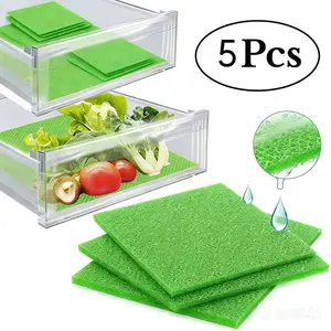 5-Pack Fruit and Vegetable Freshness Mats, Reusable Refrigerator Drawer Liner, Shelf Protector, Durable Storage Solution