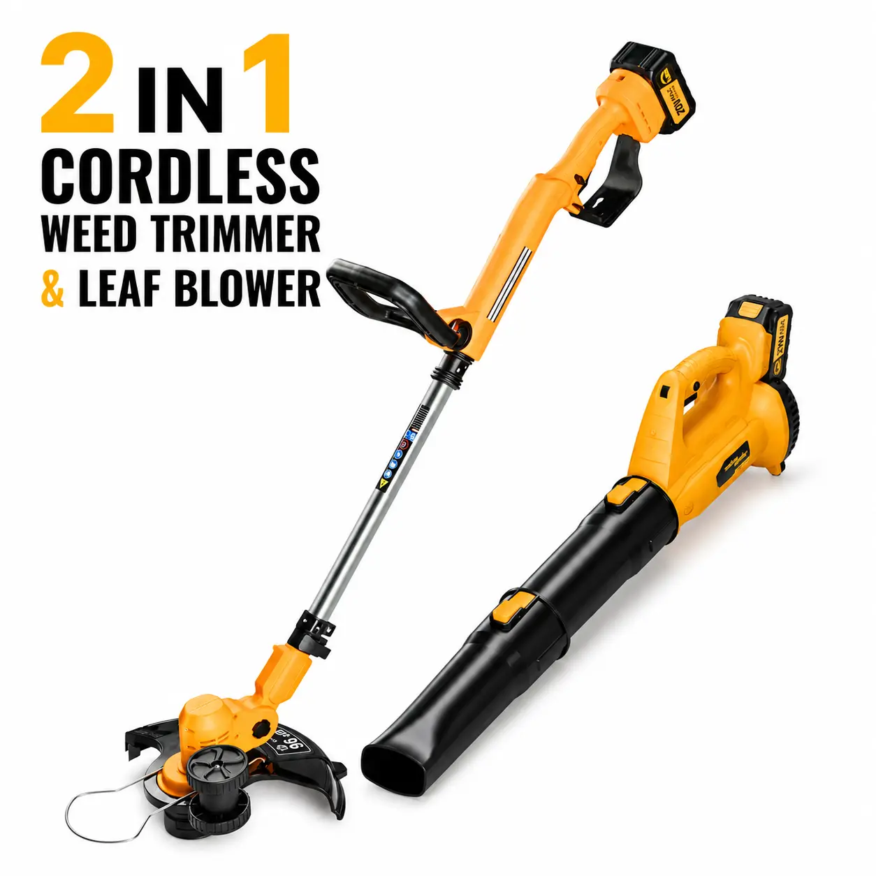 2-in-1 Cordless String Trimmer & Leaf Blower Combo Kit, Adjustable Telescopic Weed Eater with Shared Lithium Battery, Nylon Line and Metal Blade for Lawn Edging, Yard and Garden Cleanup