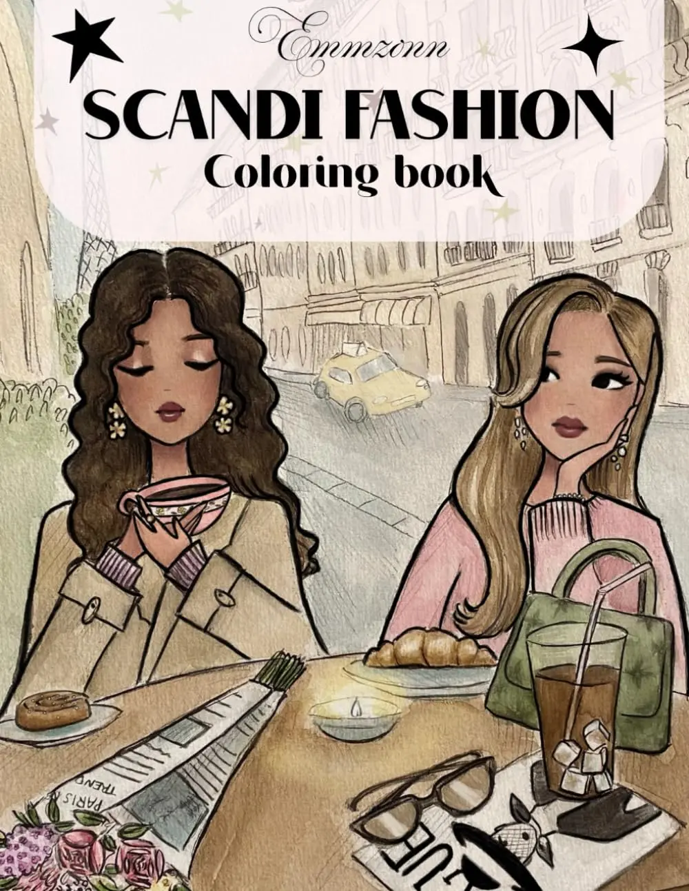 Emmzonn Scandinavian Fashion Coloring Book - Children's Activity Book with Pencils by Emma Sindeby Fagerhäll, Cozy Scenes for Fashion-Loving Girls, Boosts Self-Expression, Focus, Relaxation, Self-Care, Creativity, Perfect Gift