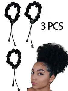 3 Pcs Adjust Satin Hair Tie, Satin Scrunchies for Women Girls, Adjustable Hair Ties for 4c Girlie Thick Curly Natural Hair, No Damage Hair Accessories for Afro Puff Loc Ponytails