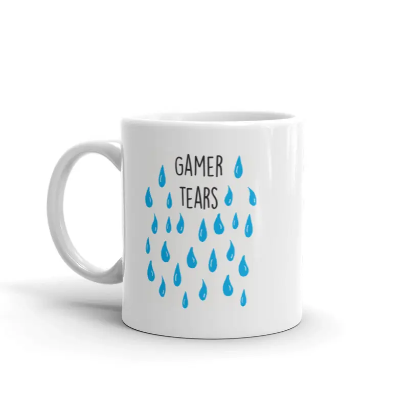 Gamer Tears Mug Funny Video Games Rage Quit Arcade eSports Novelty Coffee Cup - 11oz Funny Coffee Mugs Ceramic Printed Drinkware Cup
