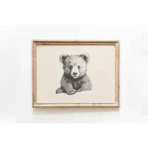 Baby Bear Vintage Drawing: Animal Nursery Wall Art Artistic Cotton Decor Print Artwork Matte Minimalist Ornaments Decoration Room wall decor posters