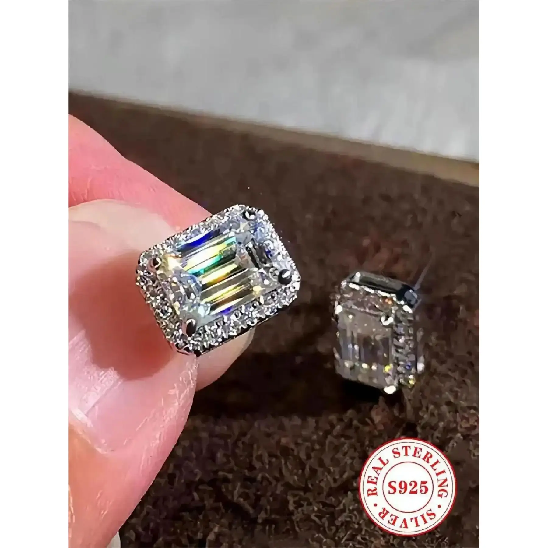 S925 Sterling Silve moissanite earrings - Shining halo design, low allergenic, luxury boutique jewelry for women, the perfect gift for anniversary, Stud Earring Jewelry