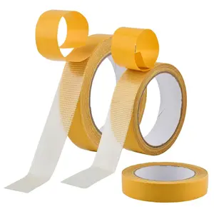 3 Pack Double Sided Woodworking Tape, 0.98inch+1.06inch Removable Adhesive for Holding  Templates, Easy  No Sew Tape for Mounting Boards, Edge Banding, Anchoring(Color:Yellow)