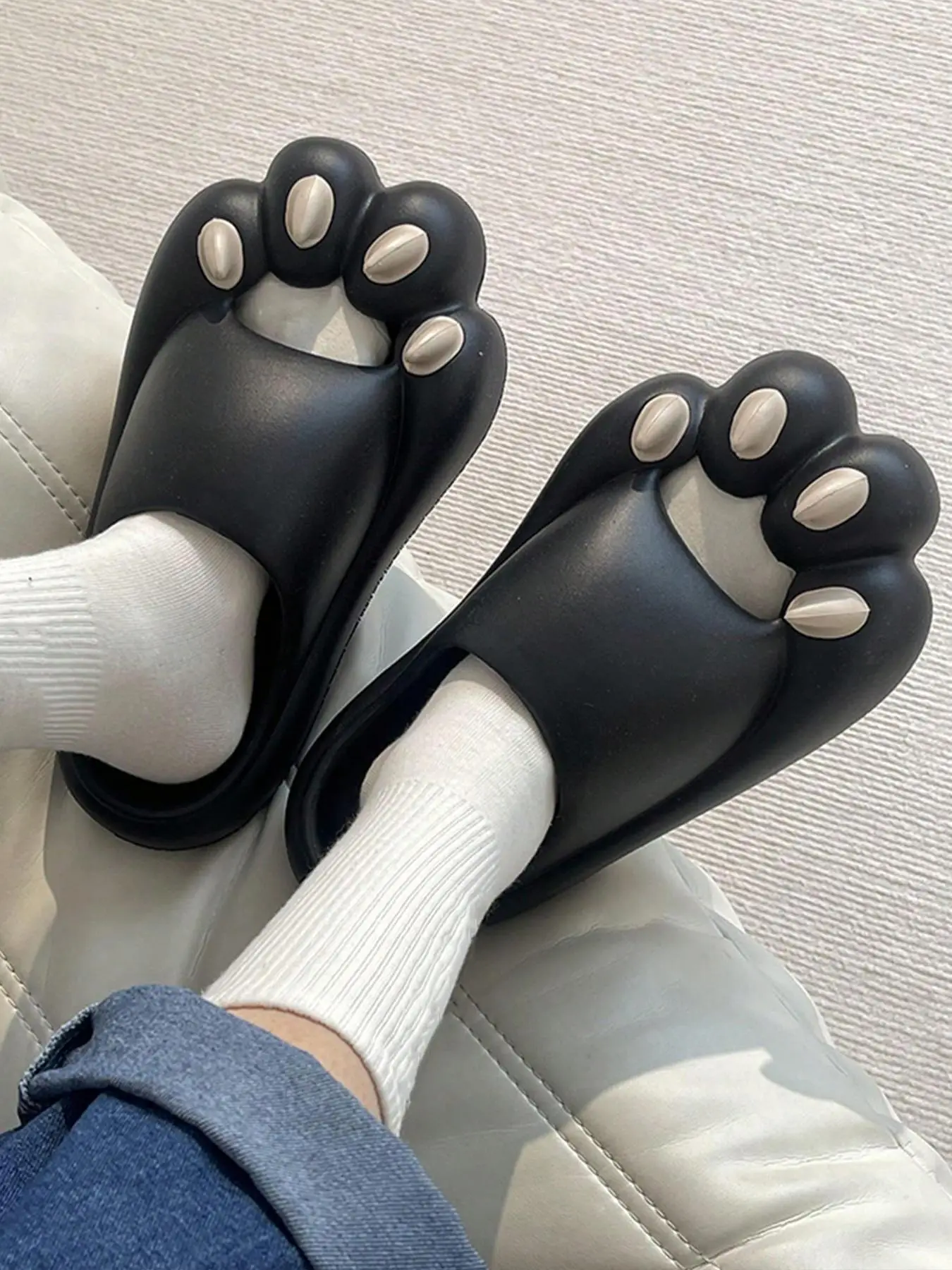Men's Cute Cat Paw Design Slides, 1 Pair 2024 New Style Casual Soft Comfortable Home Slippers, Non-slip Slippers for Indoor & Outdoor Wear Fashionable
