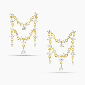 Swagy Chic CZ Double Drop Double-Piercing Costume Earrings - Elegance Lightweight Set