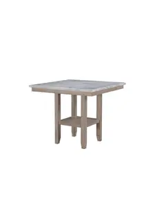 HomeRoots 564791 42 in. White & Natural Faux Marble & Wood Square Bar Table