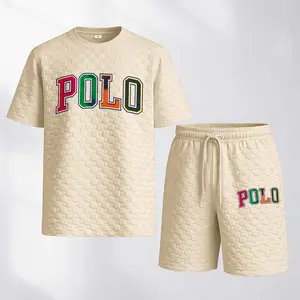 Men's Spring/Summer Drawstring Shorts Set—Crafted From Plaid Fabric Featuring Athletic-Themed Prints, This Casual Set—Comprising A Short-Sleeve Shirt And Matching Shorts—Is An Ideal Choice For Both Everyday Wear And Sports Activities.