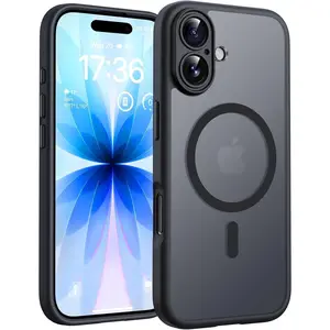 For iPhone 17 Case, Compatible with Magsafe, Full Camera Protection, Built-in Magnets, Drop Protection, Translucent Matte Phone Case for iPhone 17 6.3 inch (Black)