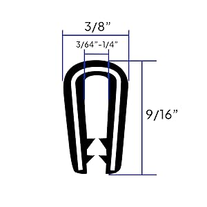 Rubber Edge Trim, U Channel Edge Trim with Metal Clips Edge Guard Protector, PVC Rubber Seal Strip for Sheet Metal, Car Doors, Hatches, Table Corners, Fit 3/64" to 1/4"(1.2mm-6.4mm), 6.5Ft, Black