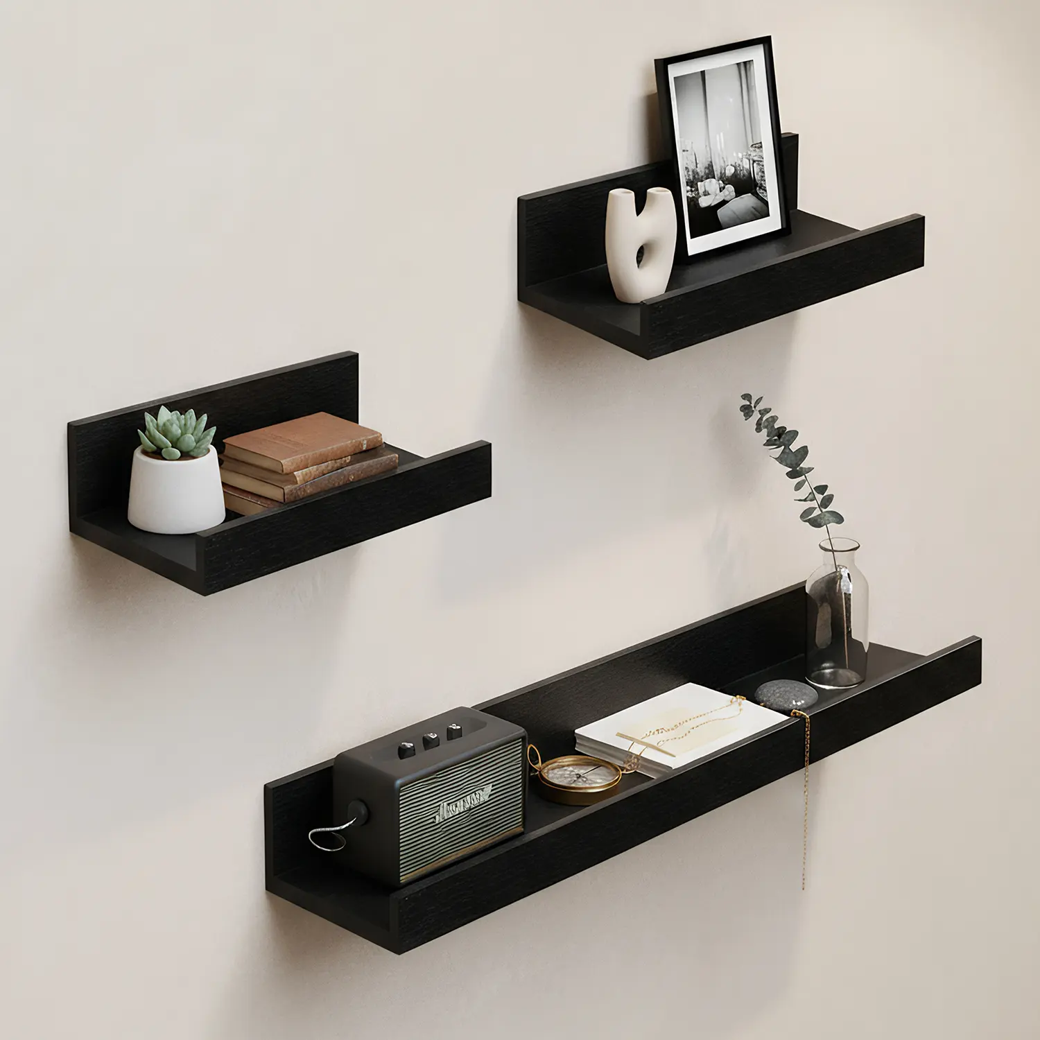 Black-3 Shelves-23.6"