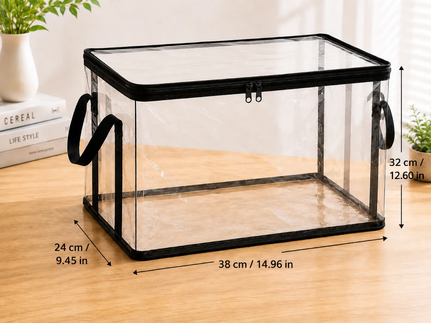 3PCS  Foldable Storage Bags for Small Household Items, Lightweight Transparent Organizer Bags with Handles, Dustproof Soft Storage for Closet, Bathroom,  Books, Tools and Home Organization，Space-Saving Soft Storage for Small  Items and Everyday Clutter