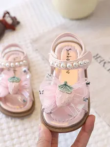Girls' Mesh Strawberry Sandals, Soft and Slip-Resistant, Lightweight Breathable, Perfect for Camping, Beach, Kindergarten
