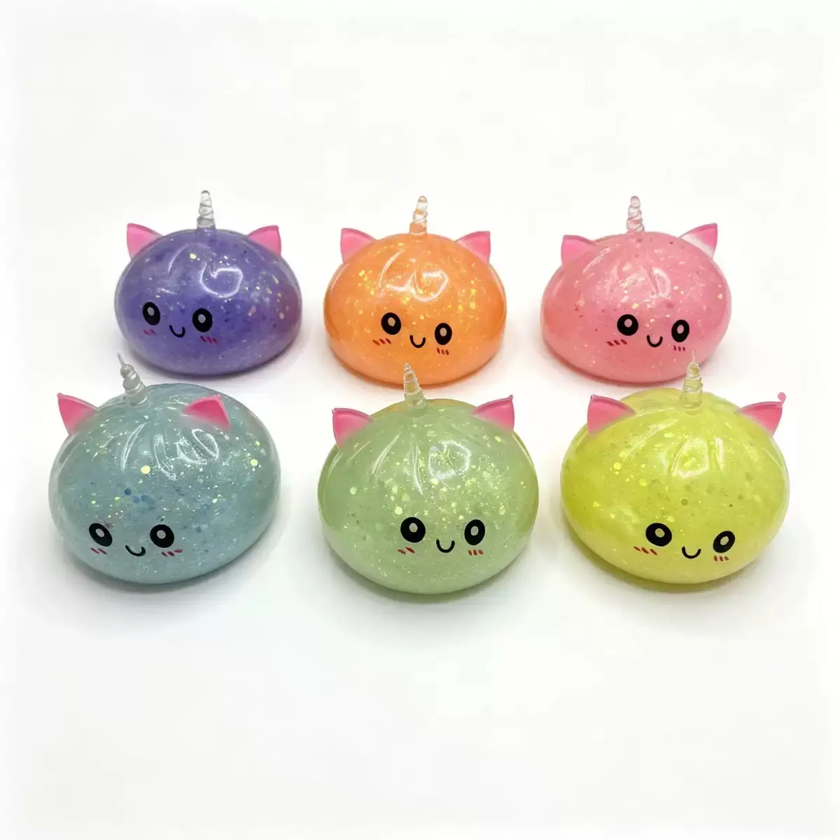 1 PC Random Color Unicorn Dumpling Jelly Squeeze Toy with Glitter, Portable Sensory Stress Fidget Toy, Children Birthday Party Favors Classroom Prizes