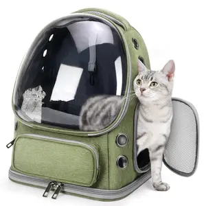 Cat Backpack Carrier, Breathable Cat Carrier Large Space Bubble Pet Backpack for Kitty Small Dog up to 15lbs, Transparent & Foldable Pet Carrier for Travel Hiking