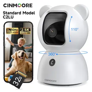 【New Year Big Sales】CINMOORE 4MP/2.5K With 32GB Storage Card Pet Camera WiFi Indoor Security Camera Two-Way Audio Night Vision Clear Monitoring Recording Baby Crying Monitoring Cameras for Home 360 Camera