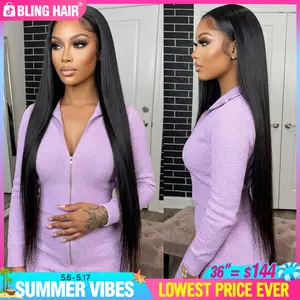 36inch Bling Hair 13x6 Lace Front Wig Human Hair Wigs Straight 13x4 HD Transparent Brazilian Hair Lace Frontal Wig For Women Pre Plucked With Baby Hair #SummerVibes summervibes