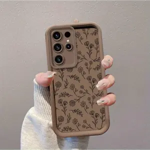 Minimalist Floral Pattern Phone Case Transparent Protective Anti-Drop Full-Cover Protection Case Compatible with Samsung Galaxy S25/S24/S23/S22/S21 Ultra | S23/S21/S20FE/S22/S23/S24/S25 Plus | A33 5G/A53 5G Models Accessories
