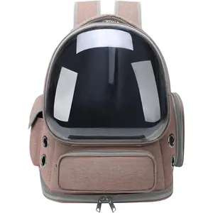 Cat Backpack Carrier for Cats and Small Dogs, Breathable Cat Bubble Backpack, Airline Approved Pet Travel Carrier for Hiking Camping Outdoor(Brown)