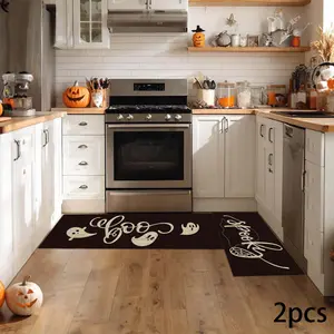 Halloween Kitchen Home Decor Rugs Set, Boo Ghost Decor Long Strip Mats, Perfect for Parties & Events, Home Living Room Bedroom Outdoor Garden Decoration