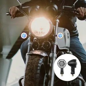 FCCEMC 2PC Turn signals motorcycle Flasher Motorcycle LED DRL Motorbike Led Indicator Daytime Running Light Flowing Brake Strobe DC12V