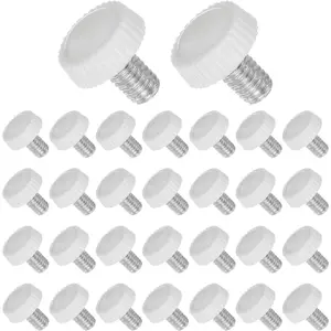 30 Pieces Knurled Thumb Screw Knobs, M6 x 9mm Male Thread, White Round Head Clamping Threaded Stud Hand Grip Knobs for Machinery Lathes