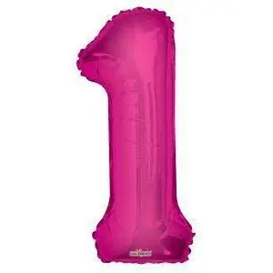 Number 1 Hot Pink Foil Balloon 14" in each. 35028-14