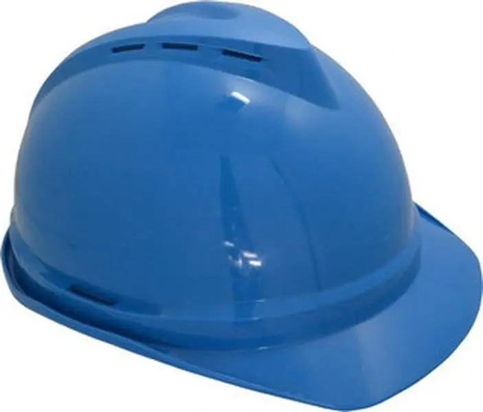 MSA Safety Vented Plastic Work Hard Hat, ANSI Type I Class C, 4-Point Ratchet Suspension, Size 6-1/2 to 8, Blue Cap 10034019