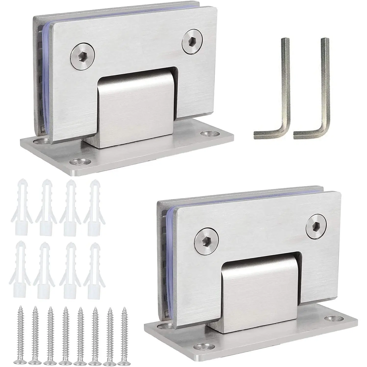 2Pcs Glass Shower Door Hinges 90 Degree Heavy Duty Stainless Steel Frameless Shower Door Hinges for 8-12 mm(0.31-0.47 inch) Bathroom Glass Door Cupboard Showcase Gate