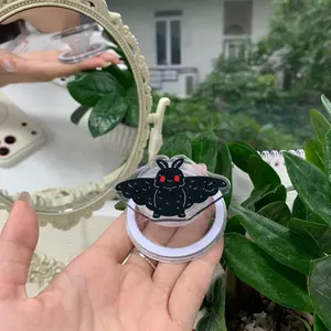 Cute Mothman Acrylic Phone Grip | Kawaii Red Eyed Cryptid Griptok for iPhone & Android | Spooky Cute West Virginia Folklore Character Phone Stand | Funny Aesthetic Tech Gift for Goth Lovers